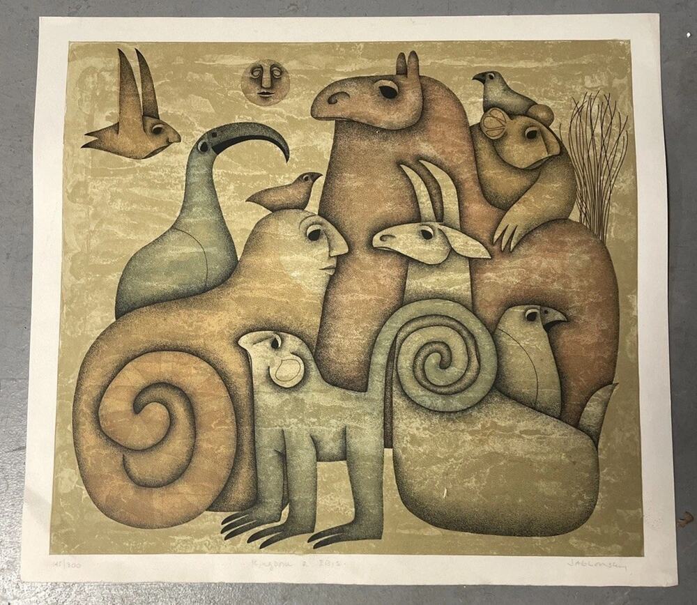 Carol Jablonsky (1939-1992) Kingdom & Ibis Hand Signed Limited Ed Lithograph